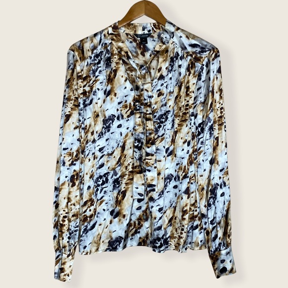 St. John Tops - St. John Silk Printed Pussy Bow Blouse - 14